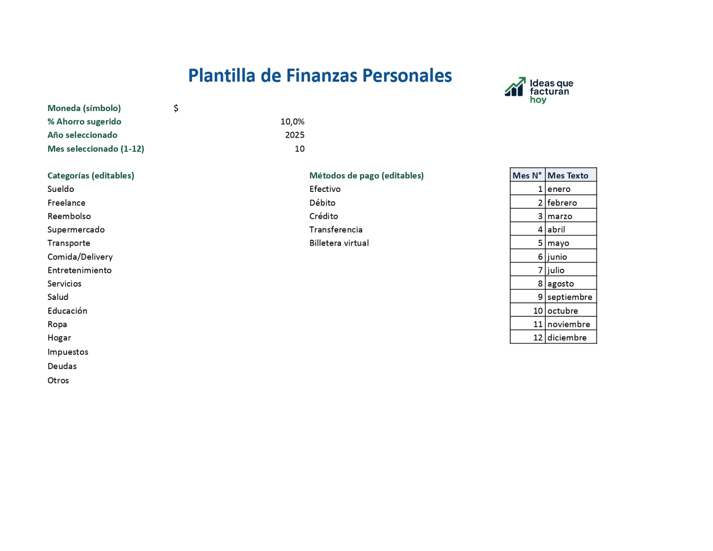 Plantilla Finanzas Personales